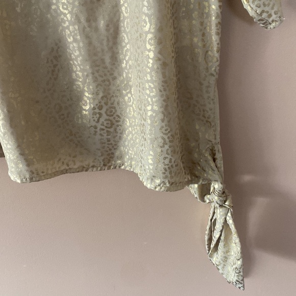 Gold Michael Kors leopard print blouse with tie - Picture 5 of 6